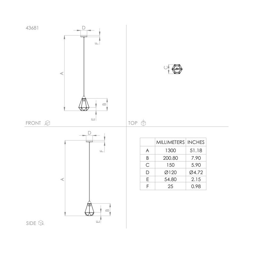 Eglo - Підвісна люстра 1xE27/60W/230V ⌀ 17,5 см