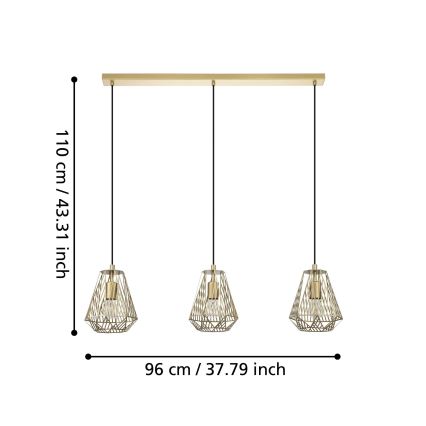 Eglo - Люстра на тросе 1xE27/40W/230V золотая