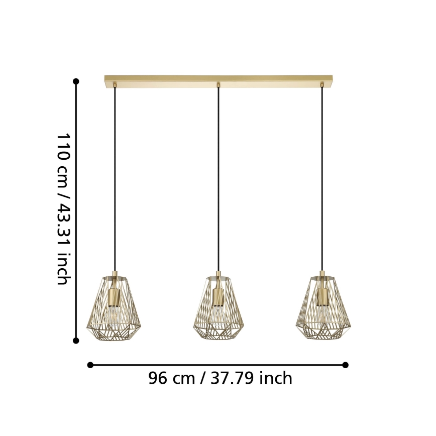 Eglo - Люстра на тросе 1xE27/40W/230V золотая