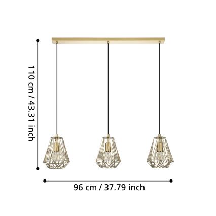 Eglo - Люстра на тросе 3xE27/40W/230V золотая
