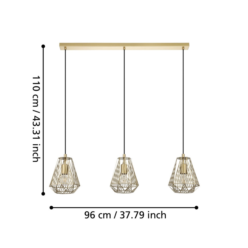 Eglo - Люстра на тросе 3xE27/40W/230V золотая