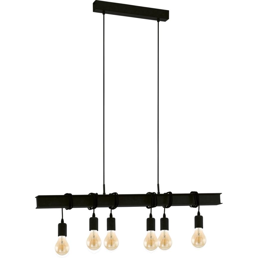 Eglo 43712 - Подвесная люстра TOWNSHEND 6xE27/60W/230V черный