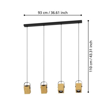 Eglo - Светодиодная подвесная люстра 4xGU10/3W/230V