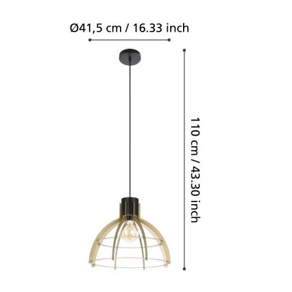 Eglo - Подвесная люстра 1xE27/40W/230V золотистый