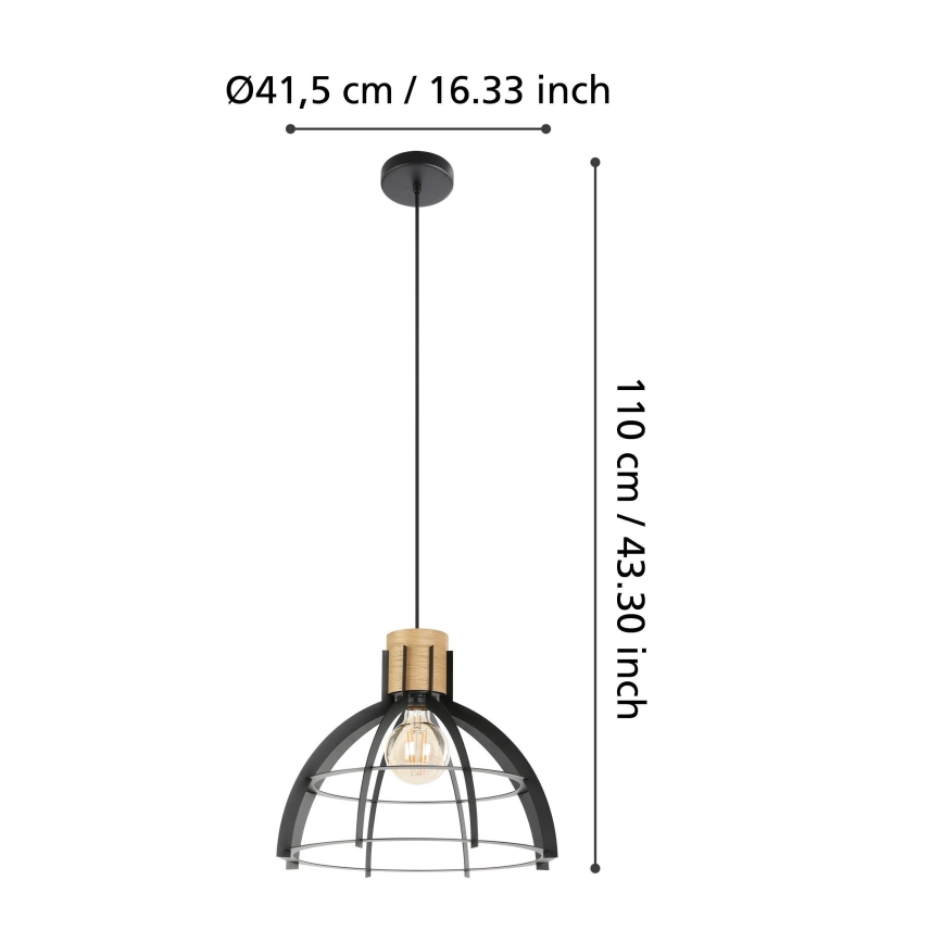 Eglo - Подвесная люстра 1xE27/40W/230V черный