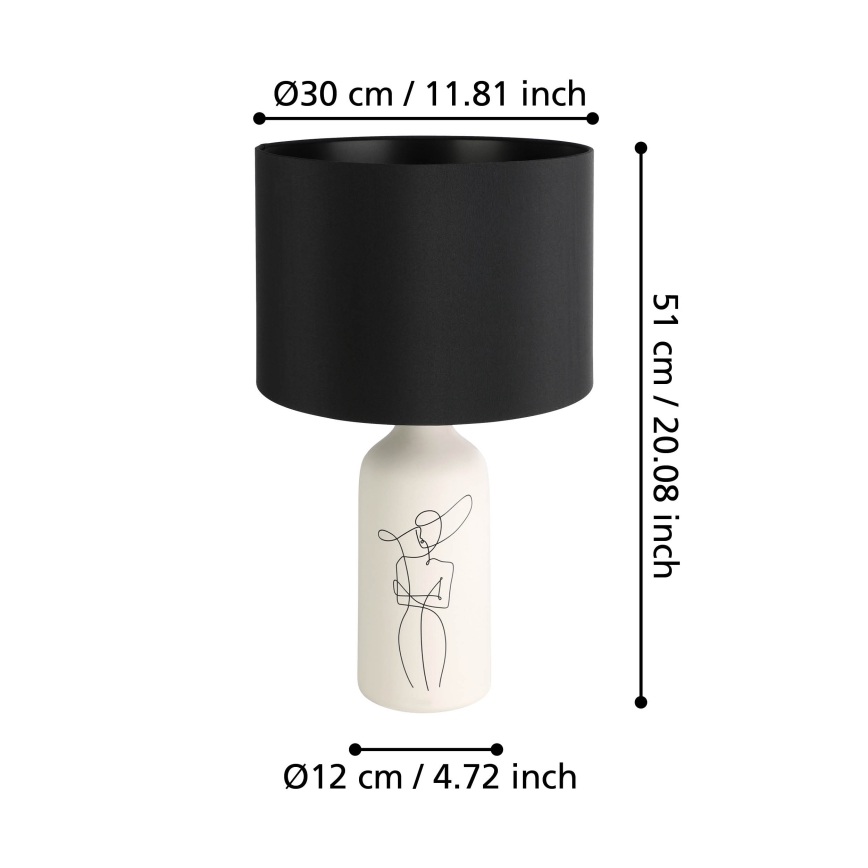 Eglo - Настольная лампа 1xE27/40W/230V черная/белая