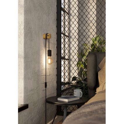 Eglo - Настінний світильник 1xE27/13W/230V чорний/бежевий