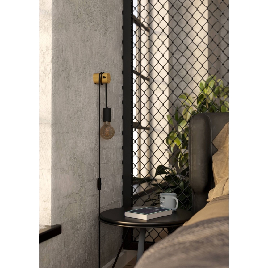 Eglo - Настінний світильник 1xE27/13W/230V чорний/бежевий