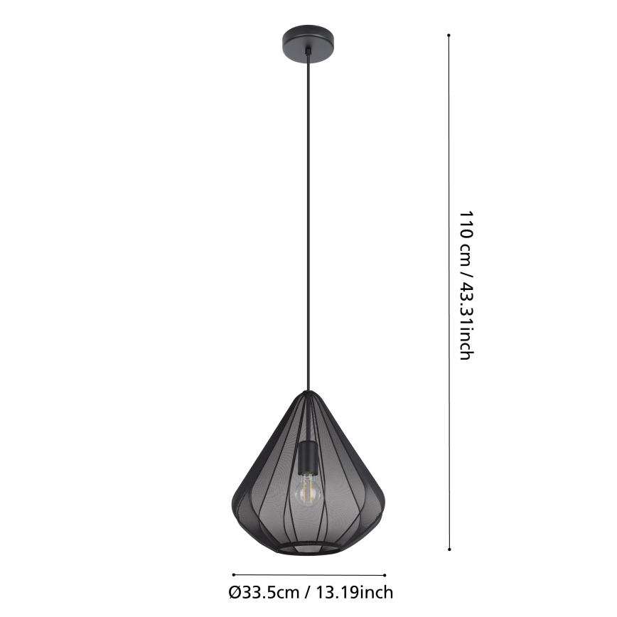 Eglo - Підвісна люстра 1xE27/40W/230V діаметр 33,5 см чорний