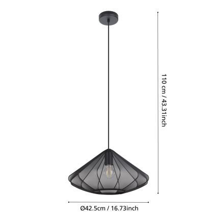 Eglo - Подвесная люстра 1xE27/40W/230V диаметр 42,5 см черный