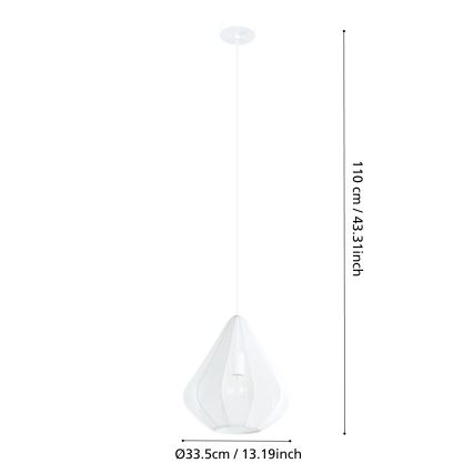 Eglo - Підвісна люстра 1xE27/40W/230V діаметр 33,5 см білий