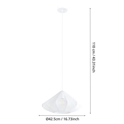 Eglo - Підвісна люстра 1xE27/40W/230V діаметр 42,5 см білий