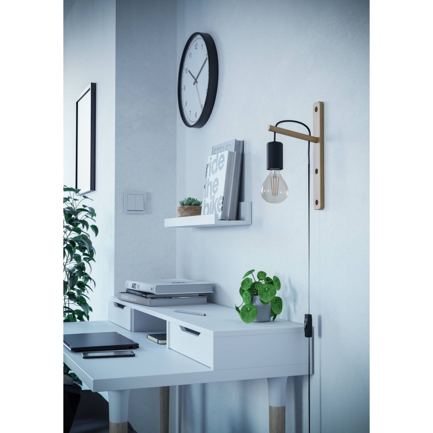 Eglo - Настінний світильник 1xE27/10W/230V каучукове дерево коричневий/чорний