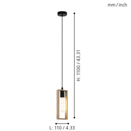 Eglo - Підвісна люстра 1xE27/60W/230V - FSC сертифіковано