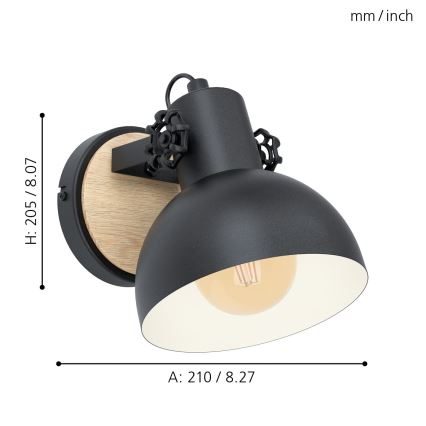 Eglo - Настінний світильник 1xE27/28W/230V - FSC сертифіковано