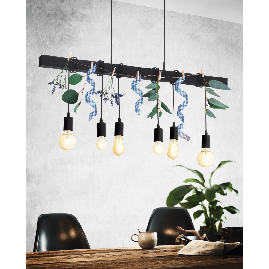 Eglo - Подвесная люстра TOWNSHEND 6xE27/60W/230V - сертифицировано FSC