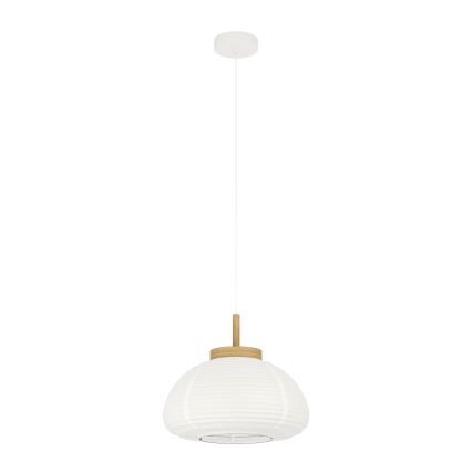 Eglo - Подвесной светильник на тросе 1xE27/40W/230V Ø 40 см белый/бежевый