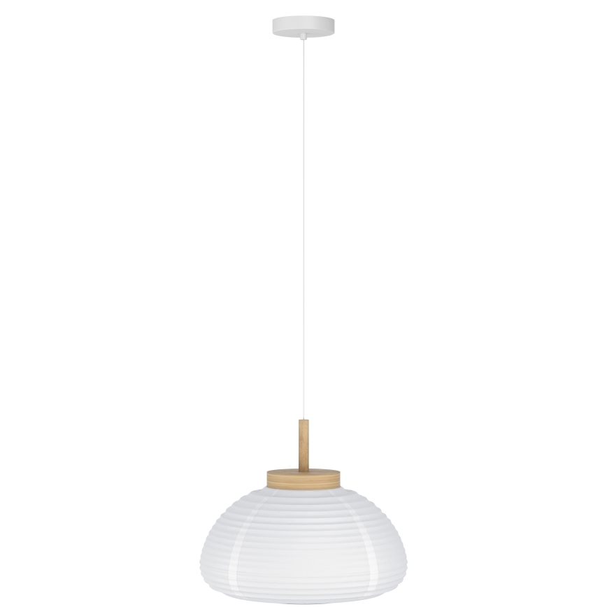 Eglo - підвісна люстра на тросі 1xE27/40W/230V діам. 55 см біла/бежева