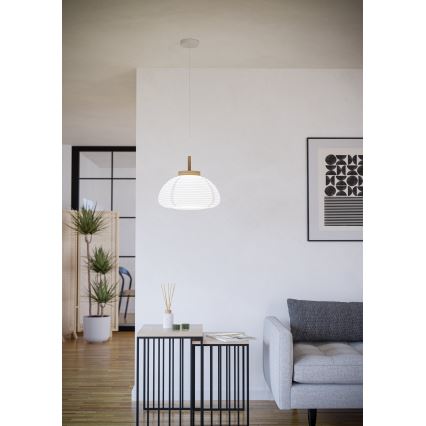 Eglo - Подвесная люстра на тросе, 1xE27/40W/230V, диаметр 55 см, белая/бежевая