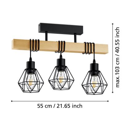 Eglo - Пристельова люстра TOWNSHEND 3xE27/60W/230V - FSC сертифіковано