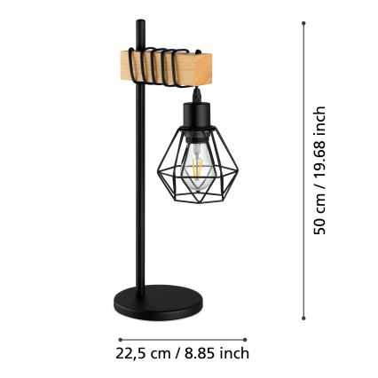 Eglo - Настільна лампа TOWNSHEND 1xE27/60W/230V - FSC сертифіковано