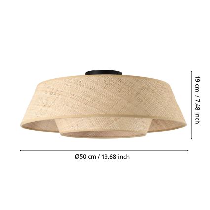 Eglo - Потолочный светильник 1xE27/60W/230V, диаметр 50 см, ротанг