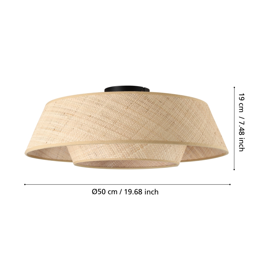 Eglo - Потолочный светильник 1xE27/60W/230V, диаметр 50 см, ротанг