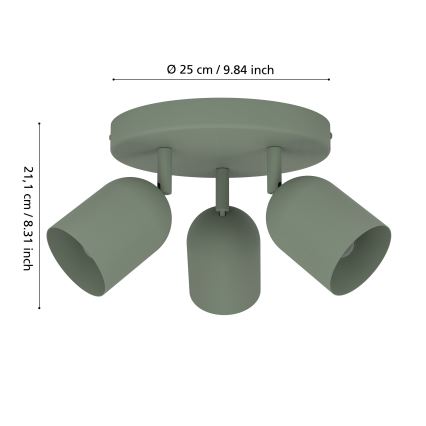 Eglo - Точечный светильник 3xE14/40W/230V, Ø 25 см, зелёный