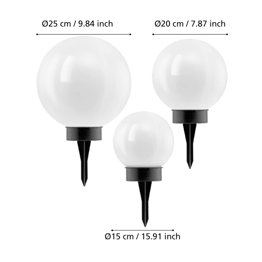 Eglo - LED-сонячна лампа з датчиком, 3 світлодіода, 1800 mAh, IP44, чорна