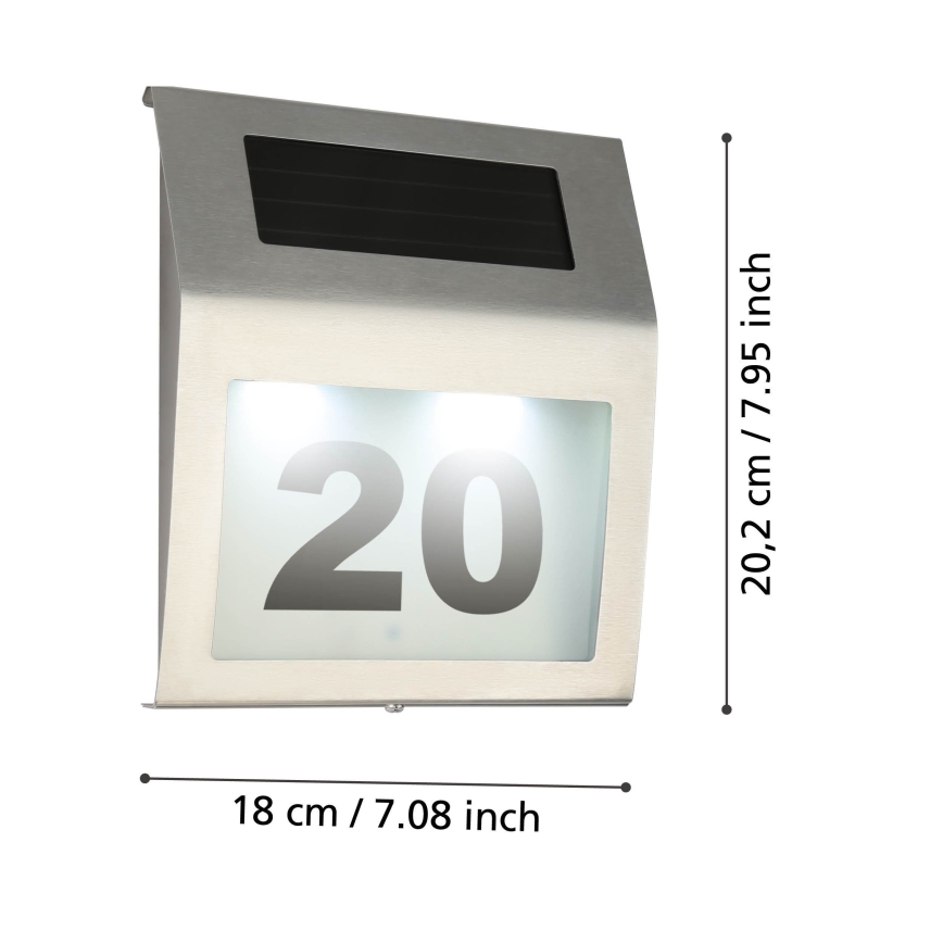 Eglo 48875 - LED Номер будинку на сонячній батареї LED/1,2W/1,2V 300 mAh IP44 матовий хром