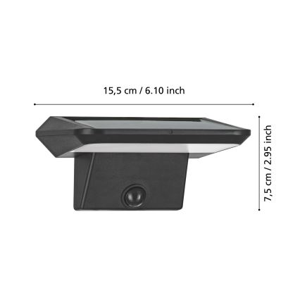 Eglo - Светодиодный настенный светильник на солнечной батарее с датчиком LED/20W/3,7V IP44