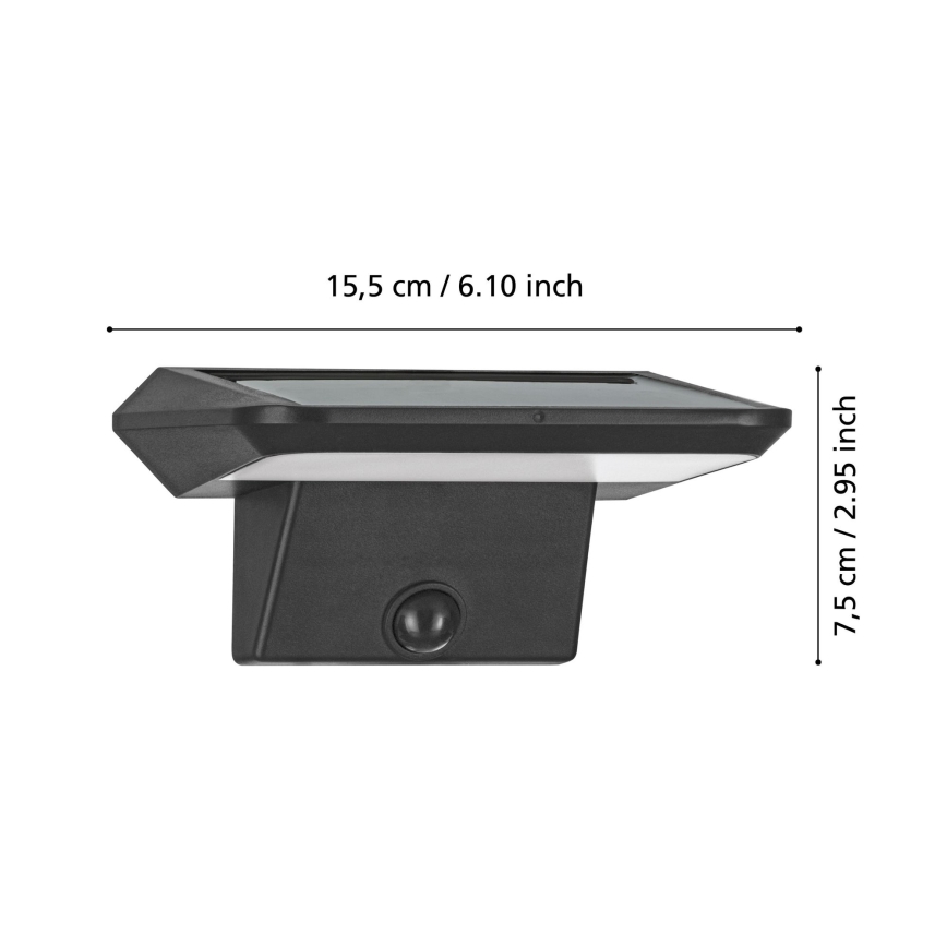 Eglo - Светодиодный настенный светильник на солнечной батарее с датчиком LED/20W/3,7V IP44