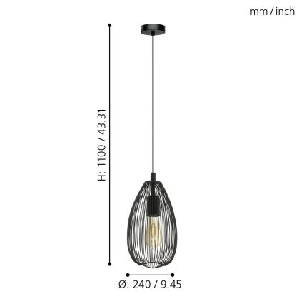 Eglo - Підвісна люстра 1xE27/60W/230V