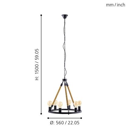 Eglo 49694 - Люстра на цепи FINDLAY 6xE27/60W