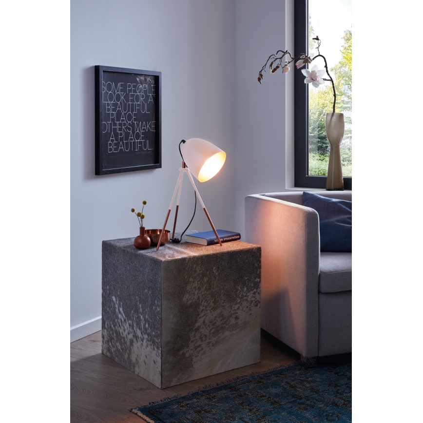 Eglo 49727 - Настільна лампа CHESTER 1xE27/60W/230V біла/мідна