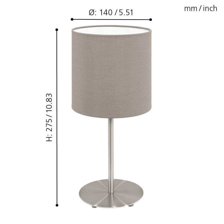 Eglo 54745 - Настільна лампа ANADIA 1xE14/40W/230V taupe/матовий хром