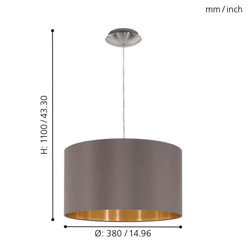 Eglo 55269 - Подвесная люстра MASERLO 1xE27/60W/230V коричневый