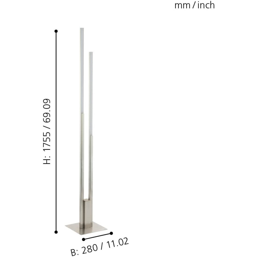 Eglo 55972 - LED RGBW диммируемый напольный торшер FRAIOLI-C LED/34 Вт/230 В 2700-6500K матовый хром + пульт дистанционного управления