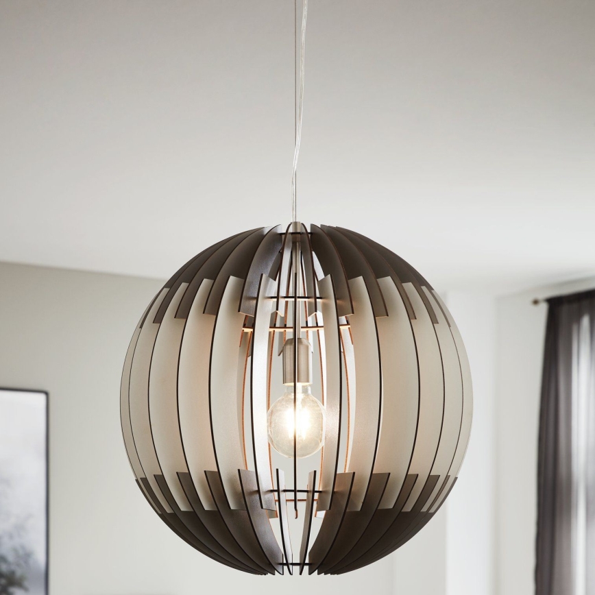 Eglo 63256 - Подвесной светильник на тросе OLMERO PRO 1xE27/60W/230V, Ø 40 см, серый/белый