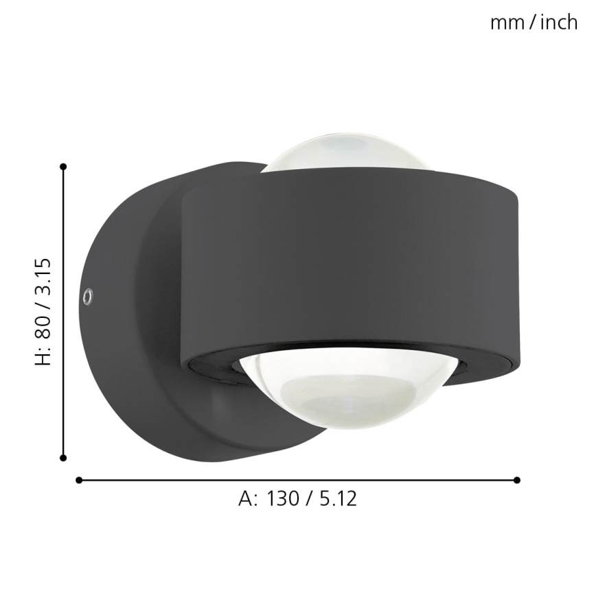 Eglo 64496 - LED настенный светильник ONO PRO 2xLED/2,5W/230V антрацит