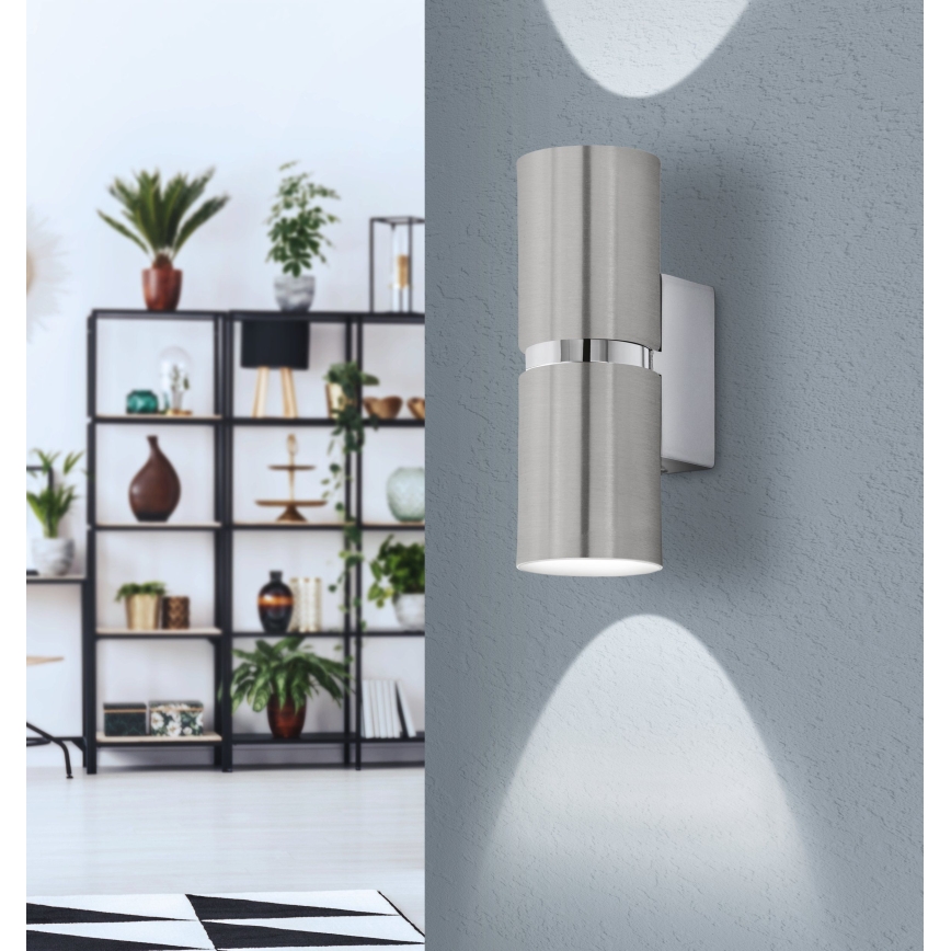Eglo 64794 - Світлодіодний настінний світильник PASSA PRO 2xGU10/3,3W/230V 3000K матовий хром