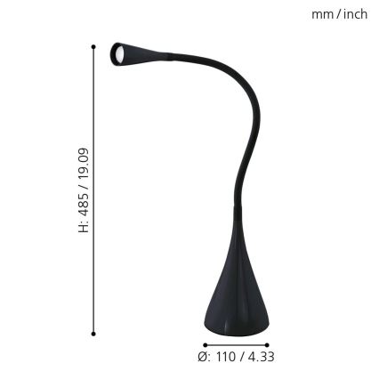 Eglo 64975 - LED Гнучка настільна лампа з регулюванням яскравості SNAPORA PRO LED/3,5W/230V 3000K чорний