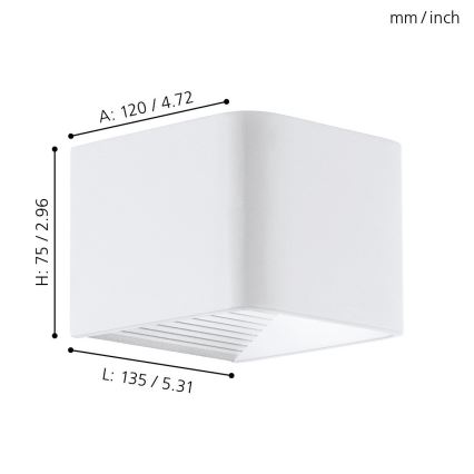 Eglo 65043 - Вуличний світлодіодний настінний світильник DONINNI PRO LED/5W/230V IP44 білий
