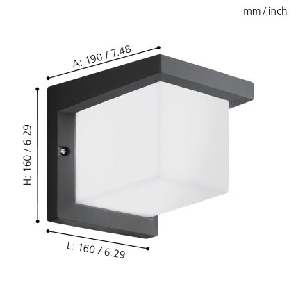 Eglo 65046 - Вуличний світлодіодний настінний світильник DESELLA PRO LED/10W/230V IP54 антрацит