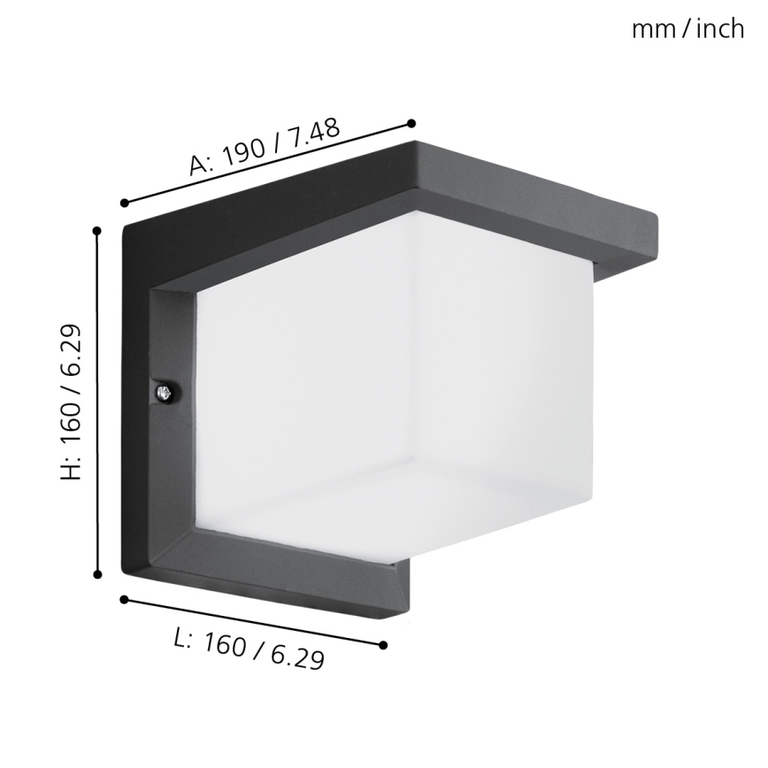 Eglo 65046 - Вуличний світлодіодний настінний світильник DESELLA PRO LED/10W/230V IP54 антрацит
