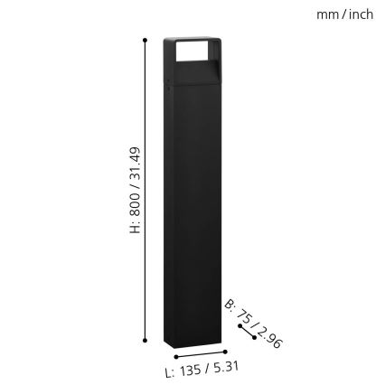 Eglo 65082 - Светодиодная уличная лампа DONINNI PRO LED/5W/230V 3000K 40 см IP44 антрацит