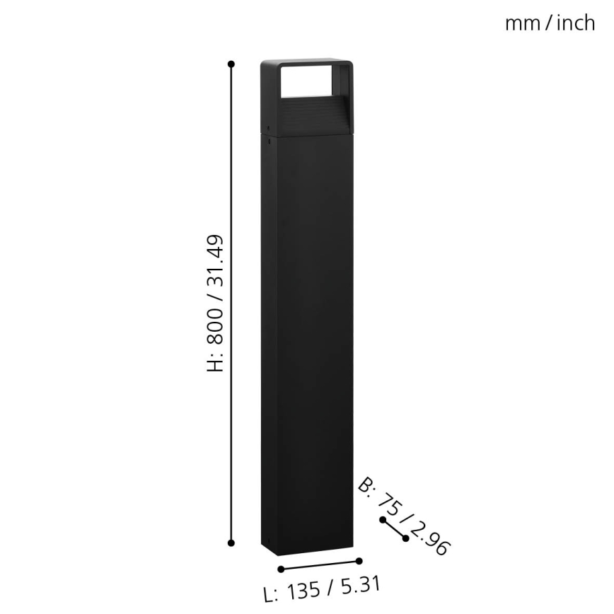 Eglo 65082 - Светодиодная уличная лампа DONINNI PRO LED/5W/230V 3000K 40 см IP44 антрацит