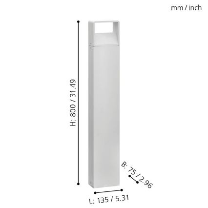 Eglo 65085 - Вулична світлодіодна лампа DONINNI PRO LED/5W/230V 3000K 80 см IP44 білий