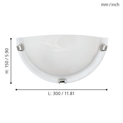 Eglo - Настенный светильник 1xE27/60W/230V, плафон из алебастрового стекла