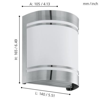 Eglo 74009 - Вуличний настінний світильник ROSADA 1xE27/40W/230V IP44